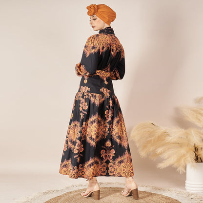 Robe trapèze imprimée vintage pour femmes