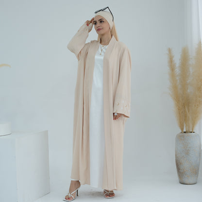 Plain Moon embroidered Elegant Cardigan Robe