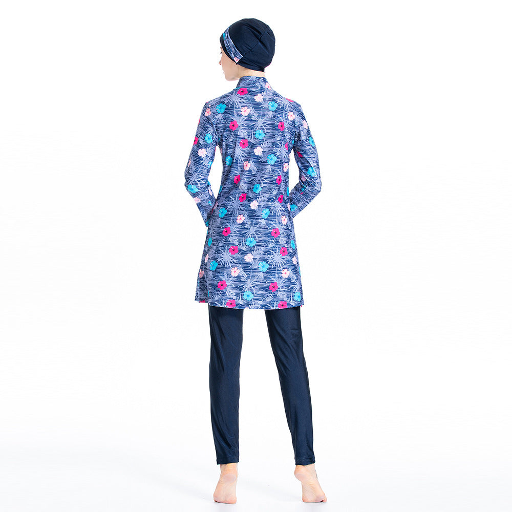 Women's Printed Three-piece Swimsuit Burkini