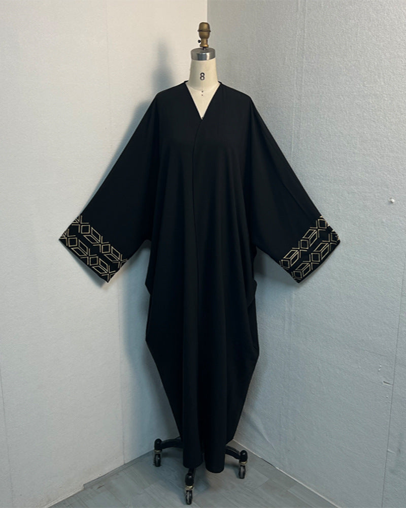 Women's Embroidery Black Robe