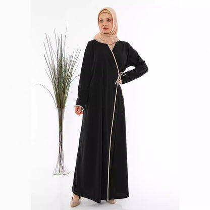 Women's Lace-up Slim Burqa V-neck Dress