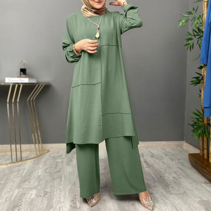 Women's Elegant Shirt Loose Wide Leg Pants Set