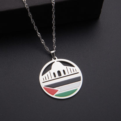 Al-Aqsa Mosque and Palestine Pendant Necklace