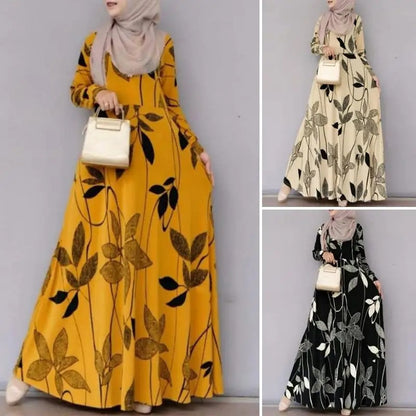 Women's Floral Print Long-sleeve Oversized Dress