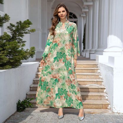 Women's Floral Long-sleeved Party Evening Dress