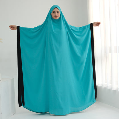 Women's Color-block Trimmed Modest Hijab Dress