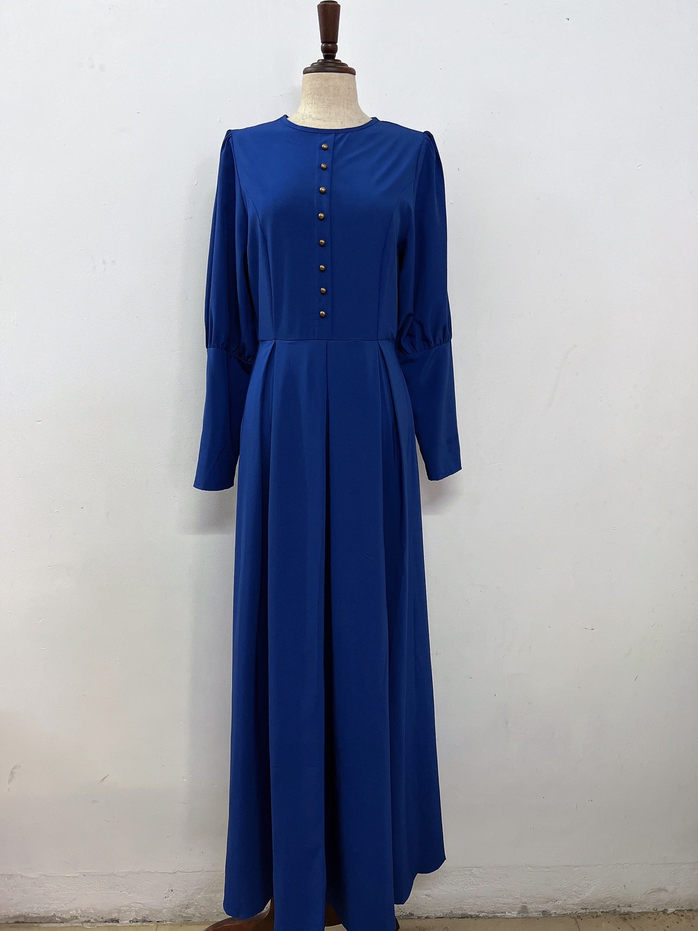 Women's Plain Button Vintage Ethnic Dress