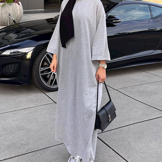 Women's Solid Color Sweatshirt Dress