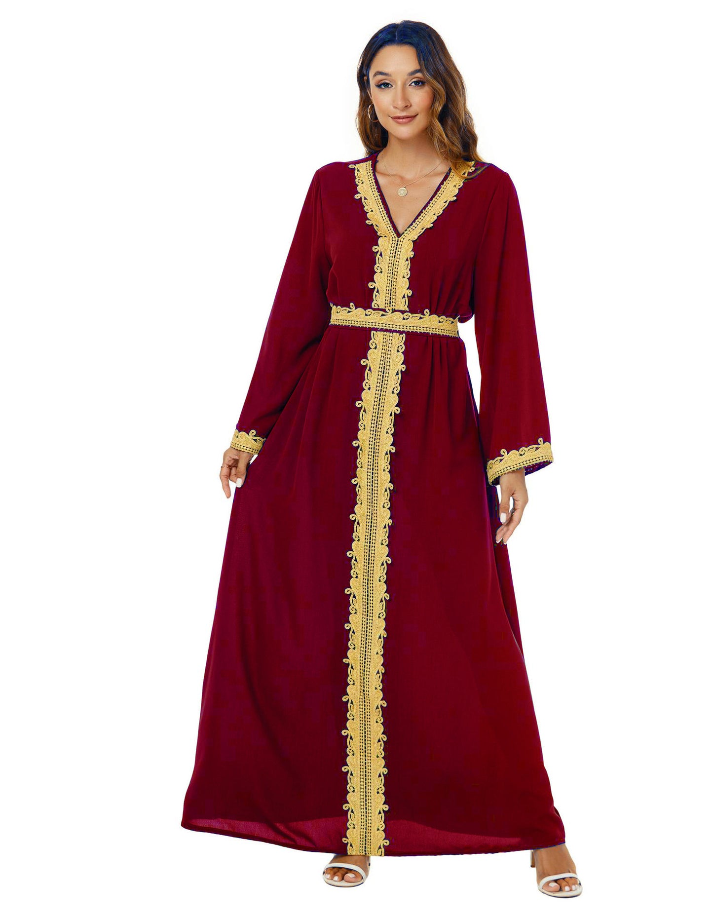 Women's V-neck Jalabiya Party Dress