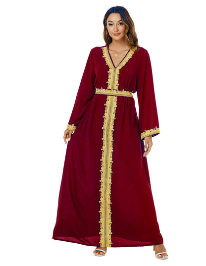 Women's V-neck Jalabiya Party Dress