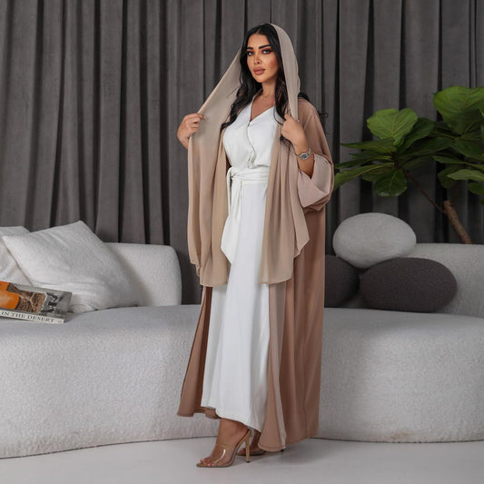 Women's Patchwork Chiffon Open Abaya