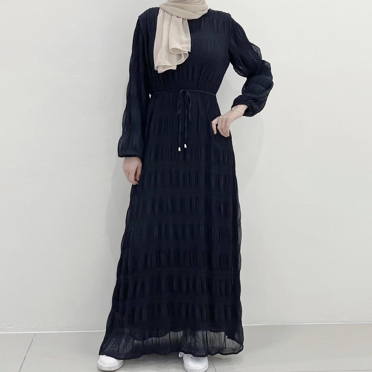 Plain Long Skirt Chiffon Pressed Pleated Dress