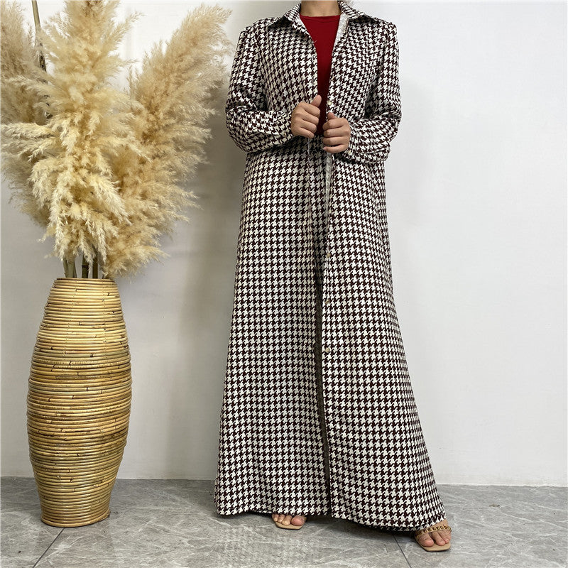 Printed Satin Button-down Robe+ Pocket Pants Two-piece Set