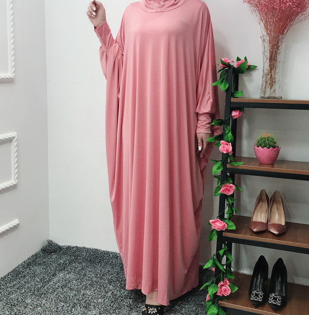 Plain Batwing Sleeve Abaya Dress