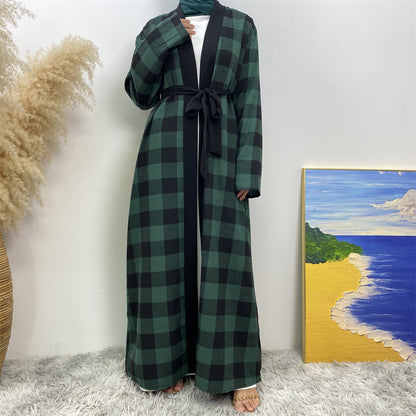 Modest Slim Plaid Robe