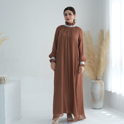 Women's Lace Up Muslim Abaya Dress