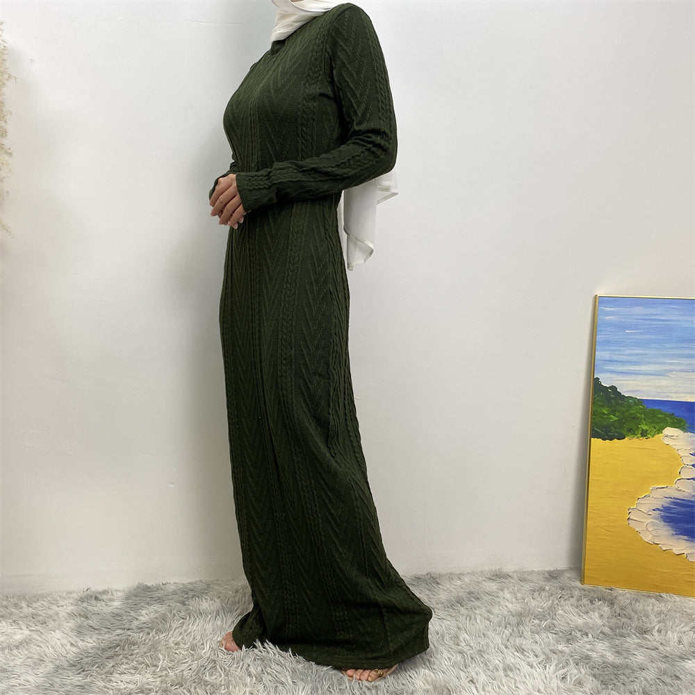 Solid Color Long-sleeved Sweater Base Dress