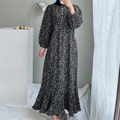 Women's Casual Long-sleeved Printed Dress