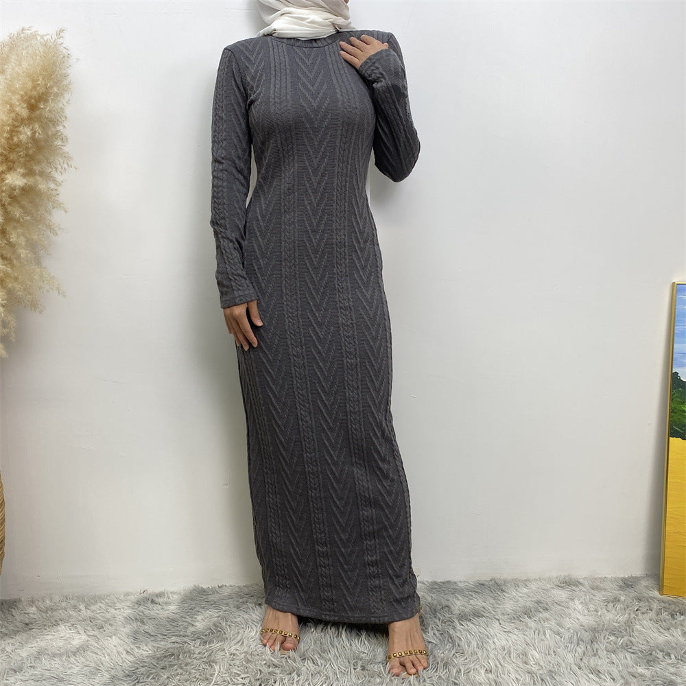 Solid Color Long-sleeved Sweater Base Dress