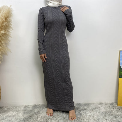 Solid Color Long-sleeved Sweater Base Dress