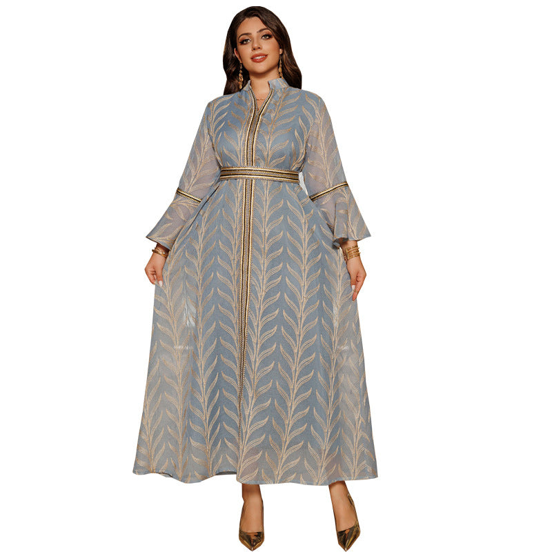 Women's Embroidered Flared-sleeved Pullover Dress