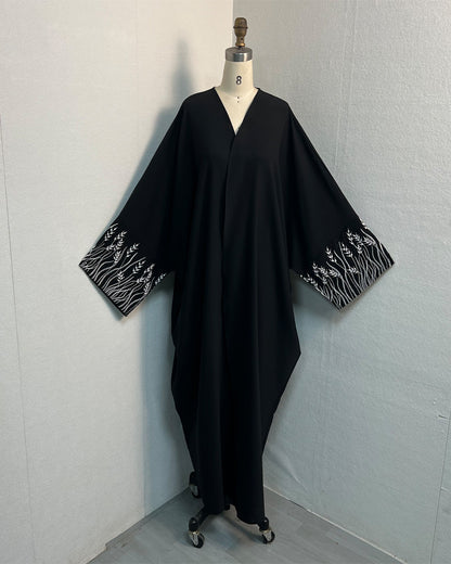 Women's Embroidery Modest Black Robe