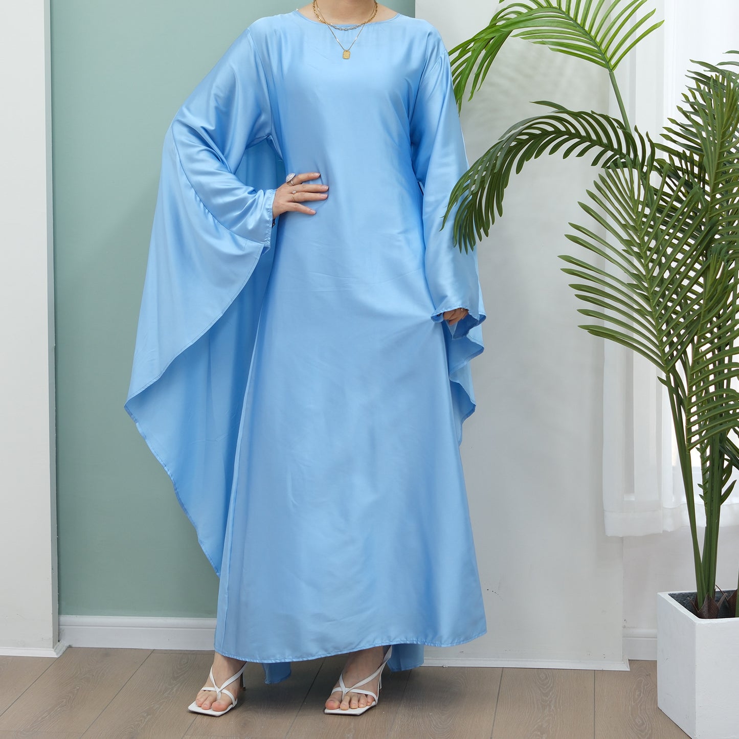 Women's Stretch Satin Modest Dress