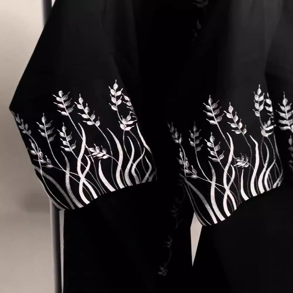 Women's Embroidery Modest Black Robe