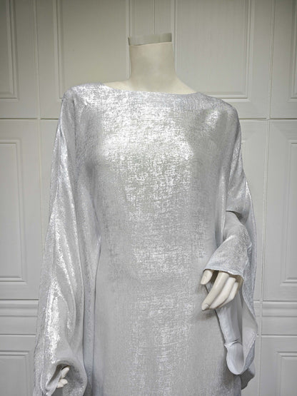 Women's Fashion Hot Silver Party Abaya Dress