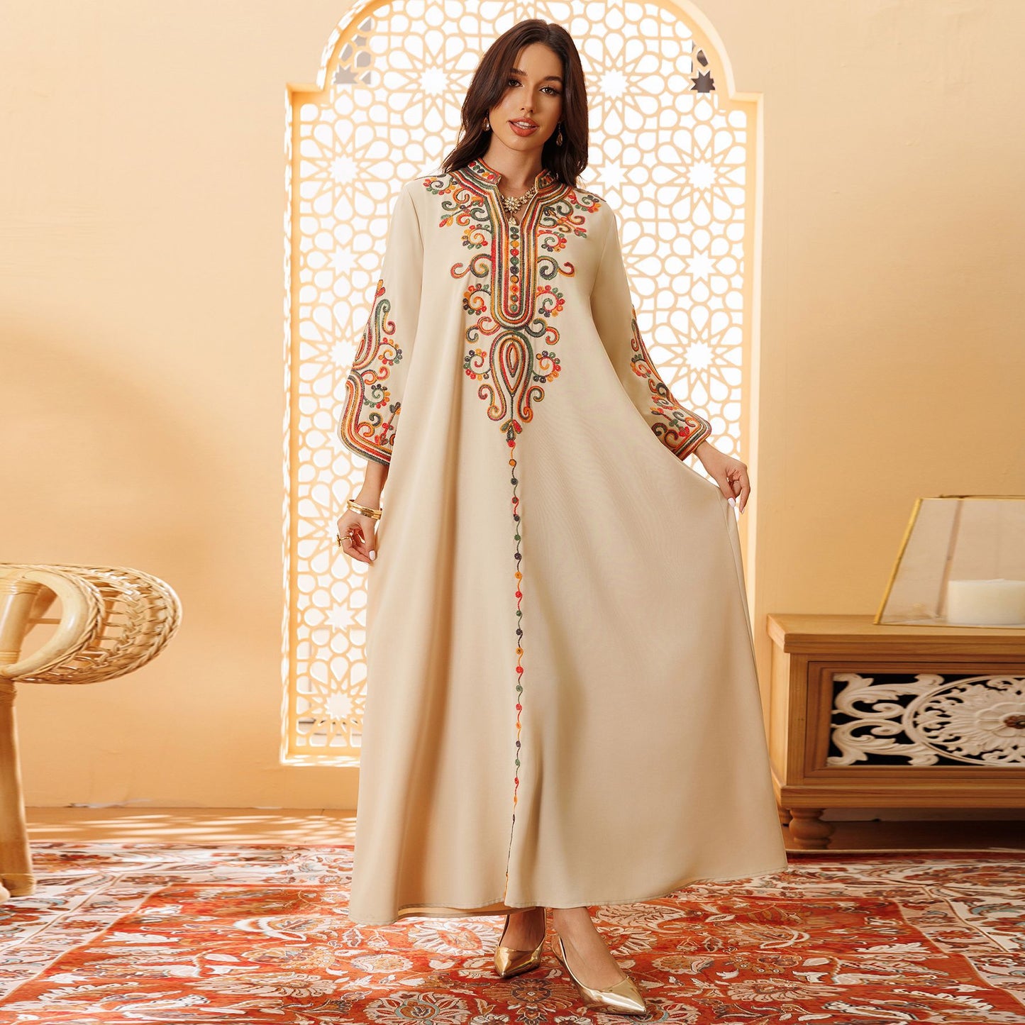 Women's Rope Embroidery Arabian Dress