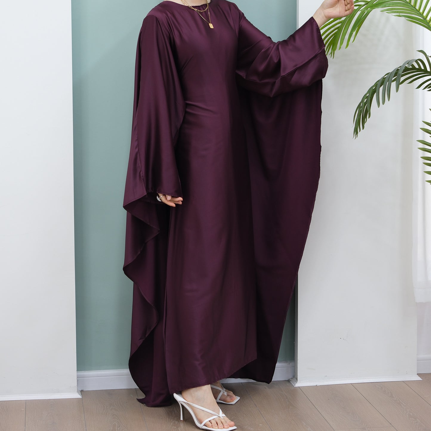 Women's Stretch Satin Modest Dress