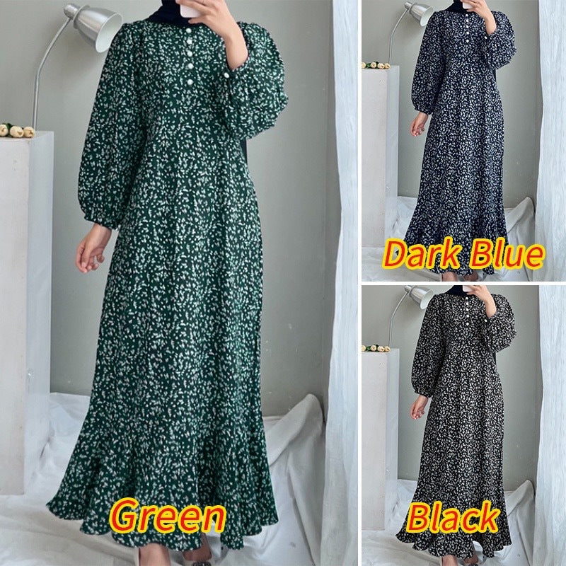 Women's Casual Long-sleeved Printed Dress