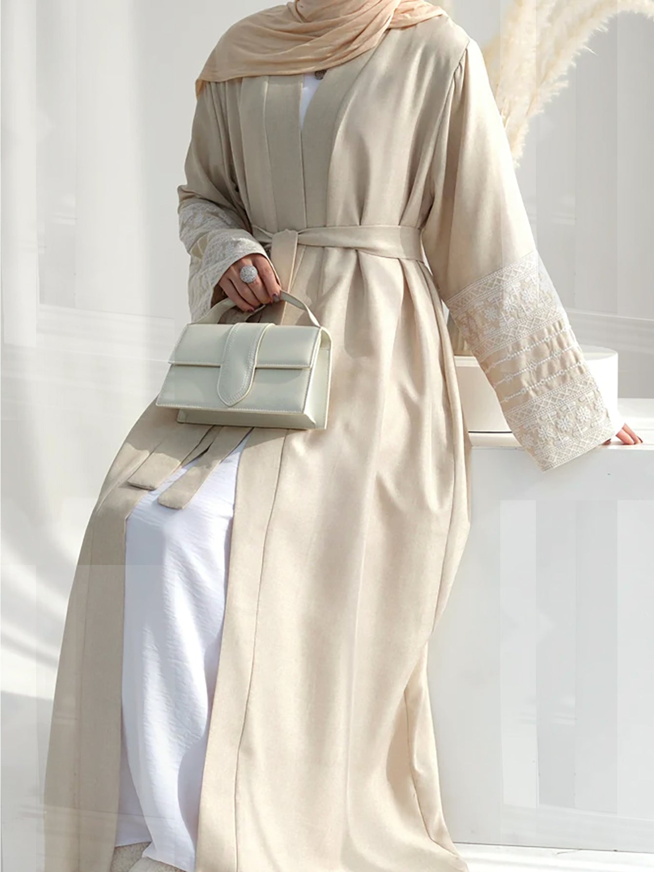 Women's Embroidered Elegant Cardigan Gown