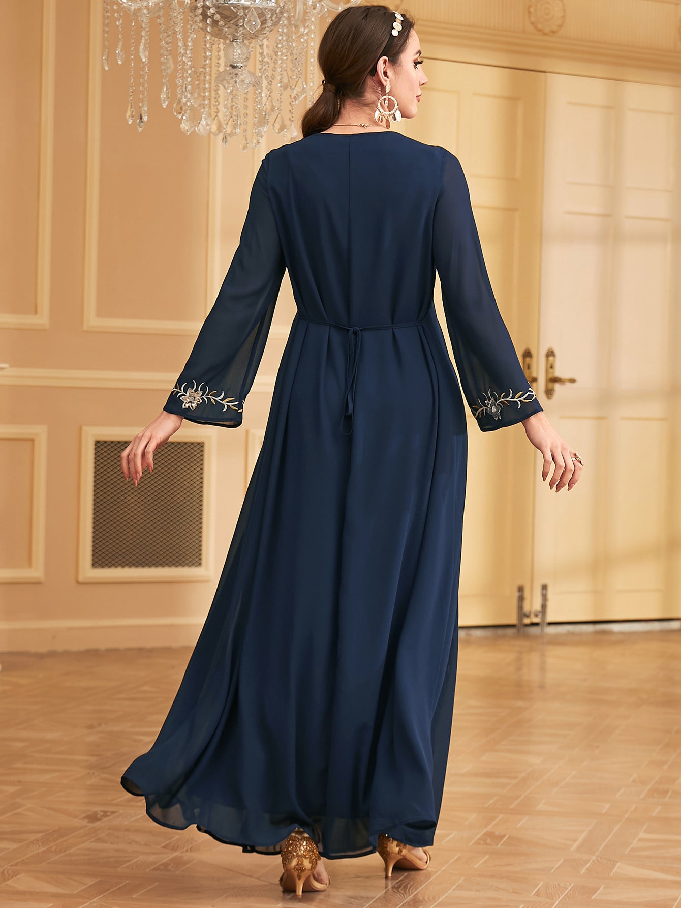 Women's Embroidered Hem Evening Dress