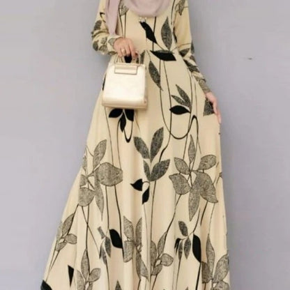 Women's Floral Print Long-sleeve Oversized Dress