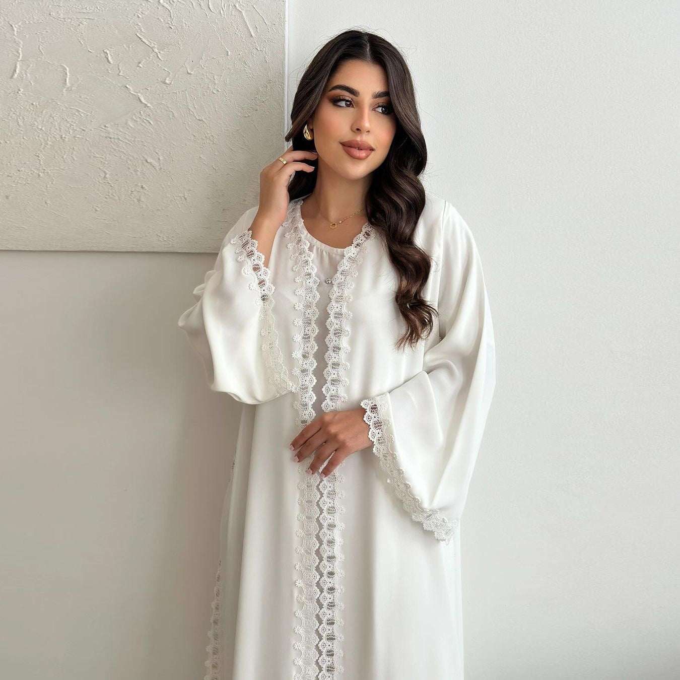 Women's White Robe Open Abaya