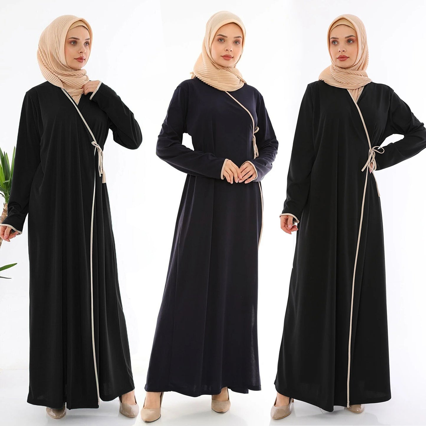 Women's Lace-up Slim Burqa V-neck Dress