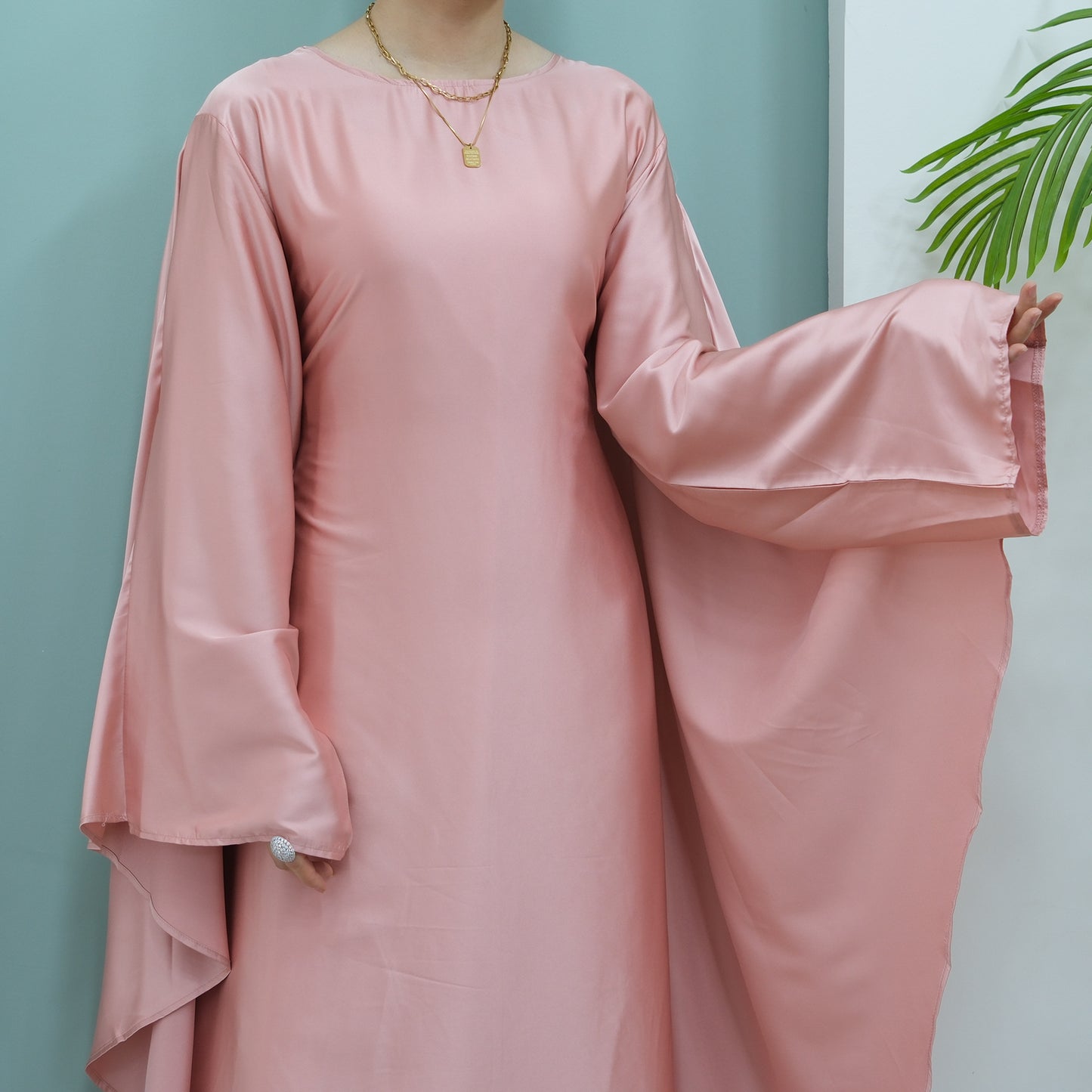 Women's Stretch Satin Modest Dress