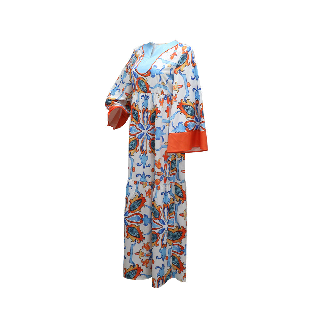 Women's Printed Long-sleeved Dress