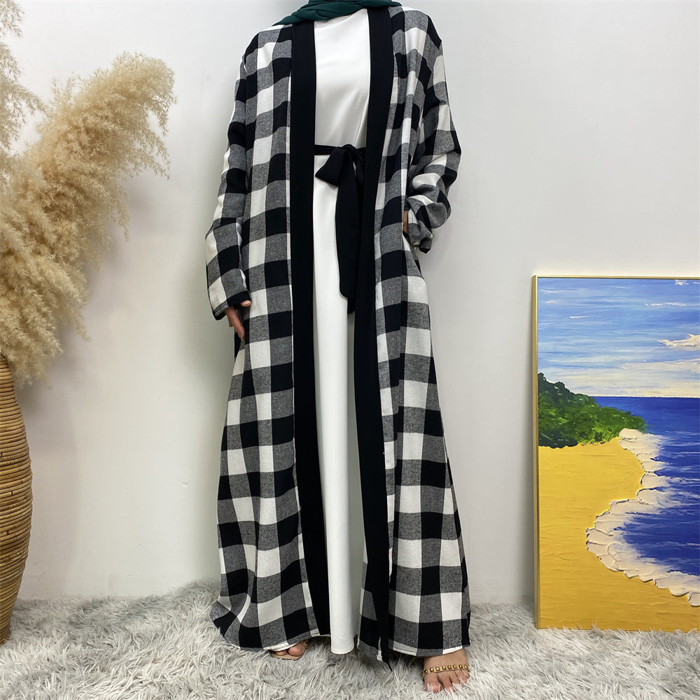 Modest Slim Plaid Robe