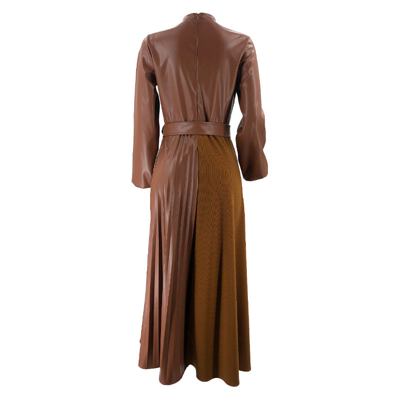 Women's Solid Pleated Maxi Panelled Dress