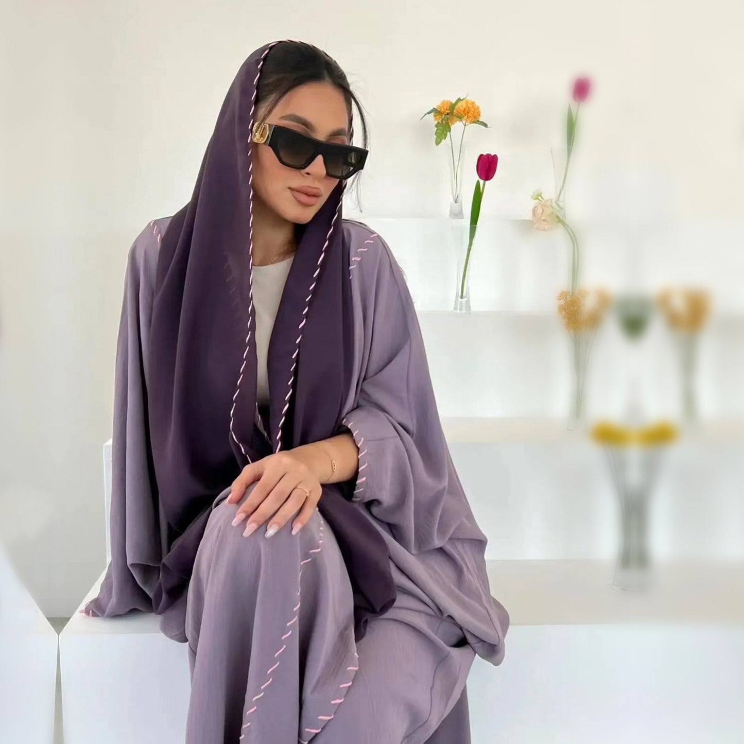 Women's Elegant Robe Hijab Two Piece Set