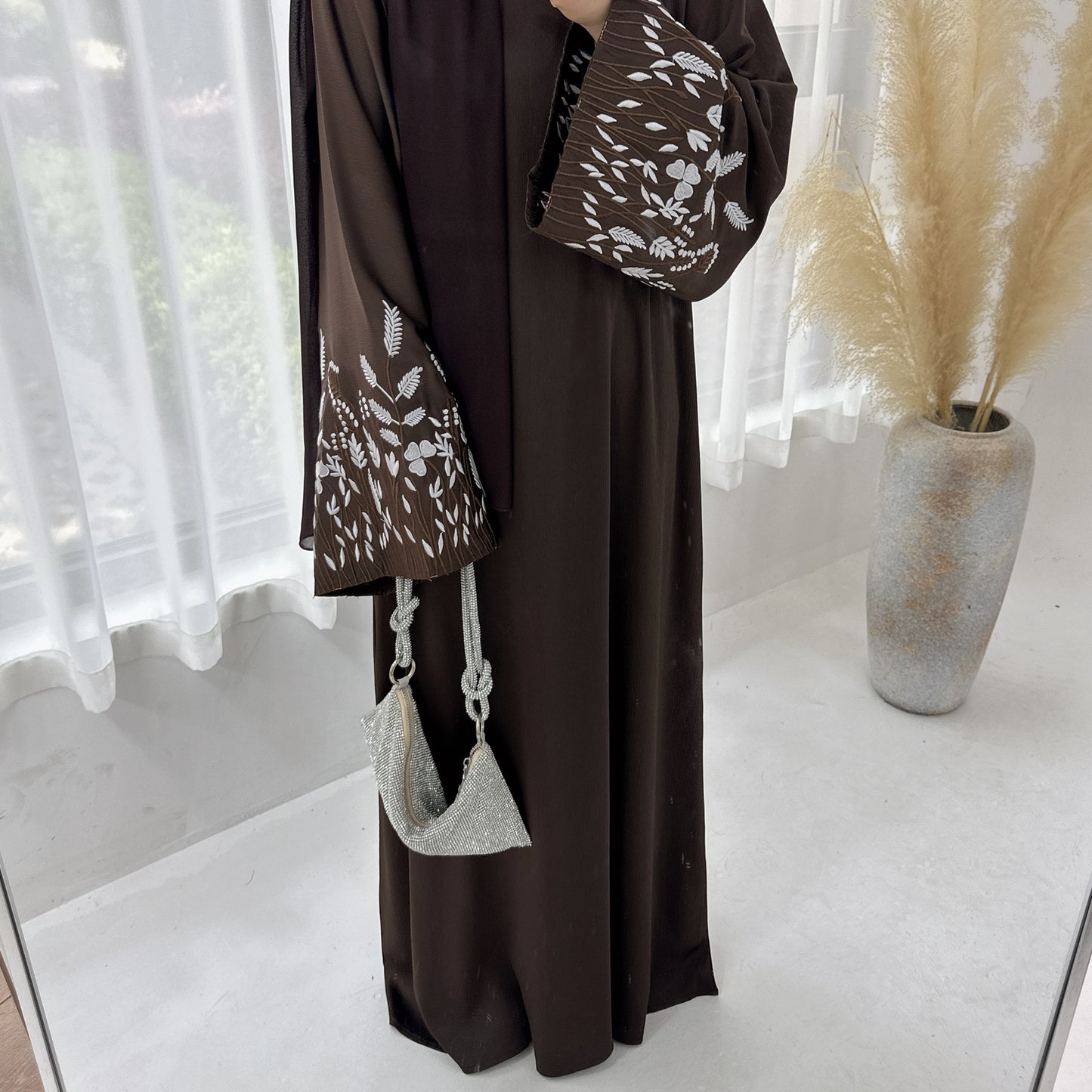 Dubai Leaf Embroidery Elegant Dress