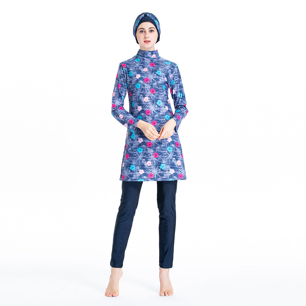 Women's Printed Three-piece Swimsuit Burkini