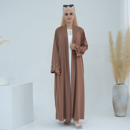 Plain Moon embroidered Elegant Cardigan Robe