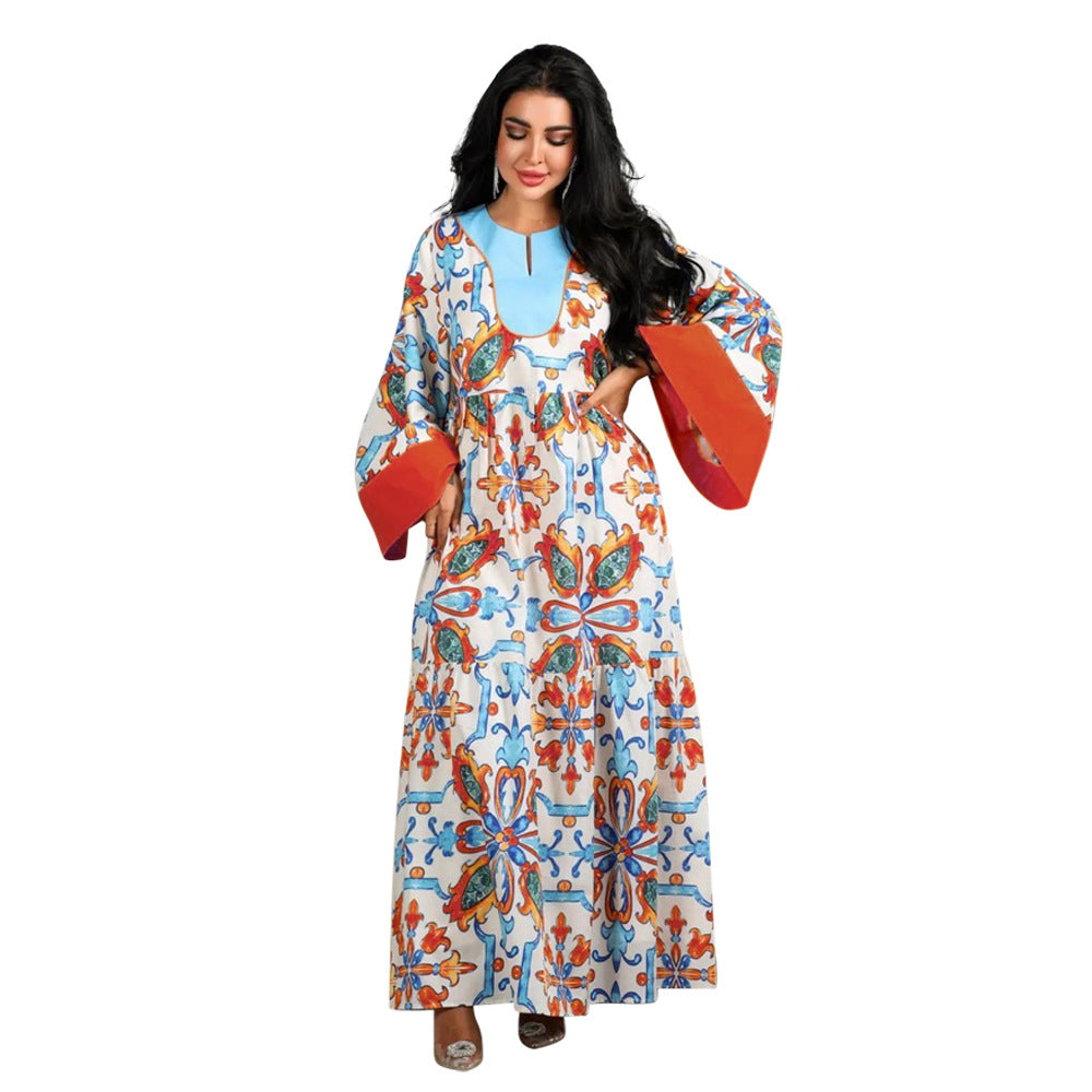 Women's Printed Long-sleeved Dress