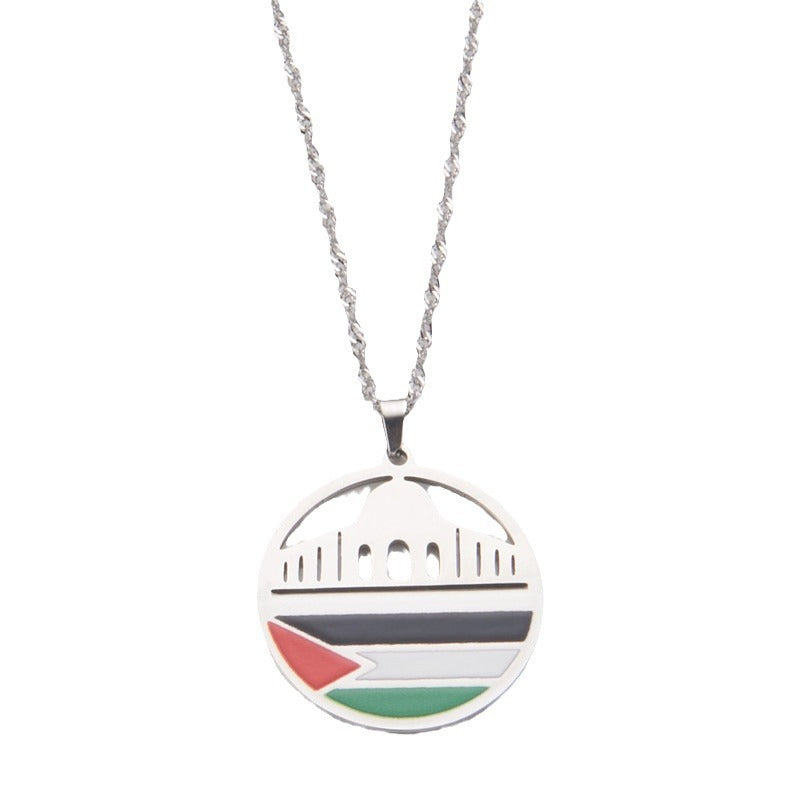 Al-Aqsa Mosque and Palestine Pendant Necklace