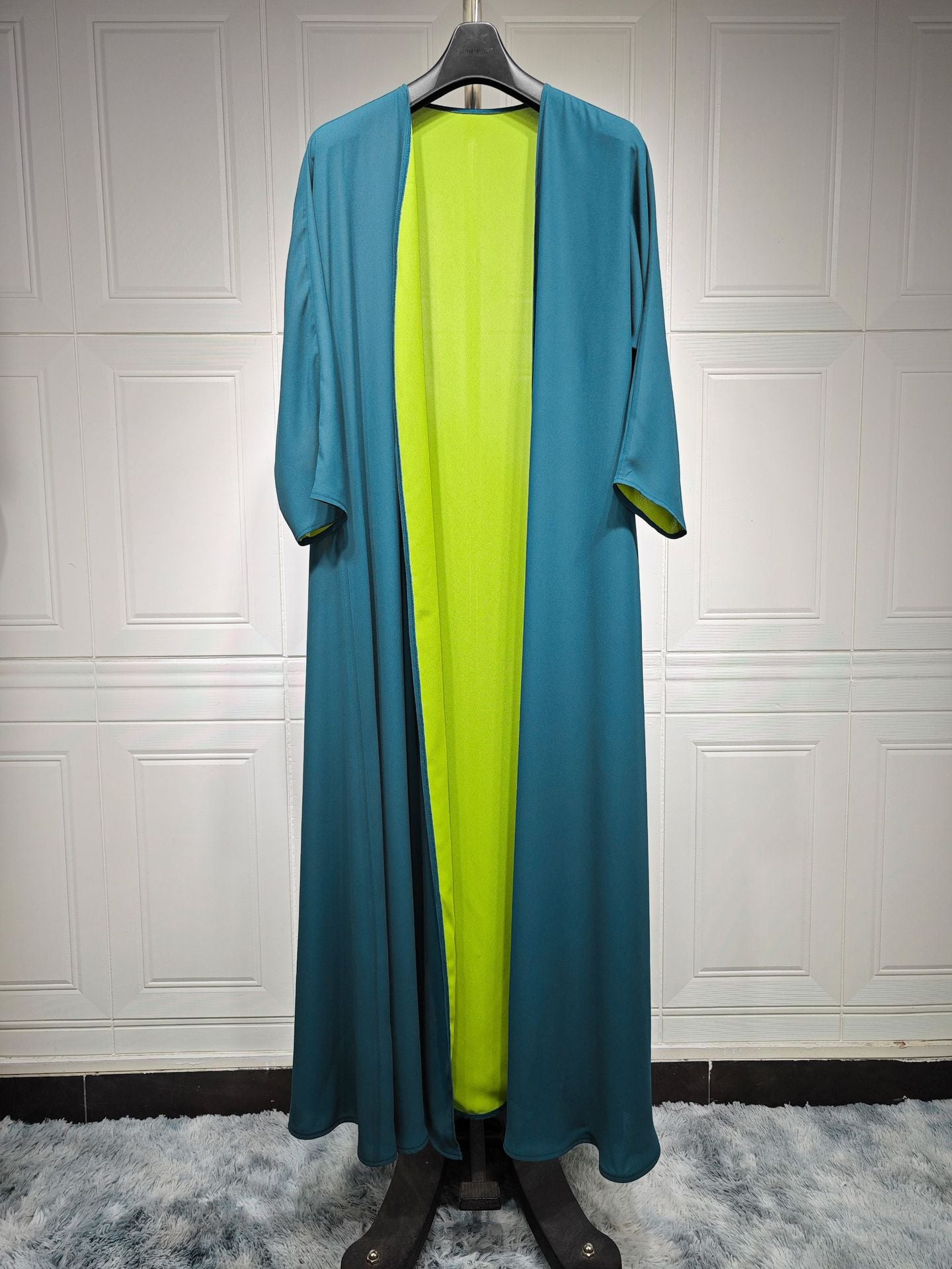 Robe en mousseline de soie de couleur unie pour femmes, Abaya ouverte