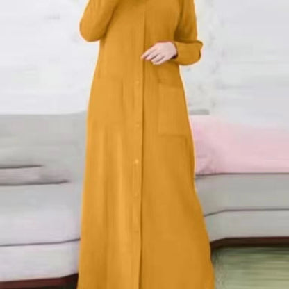 Women's Solid Color Round Neck Long Sleeve Shirt Dress