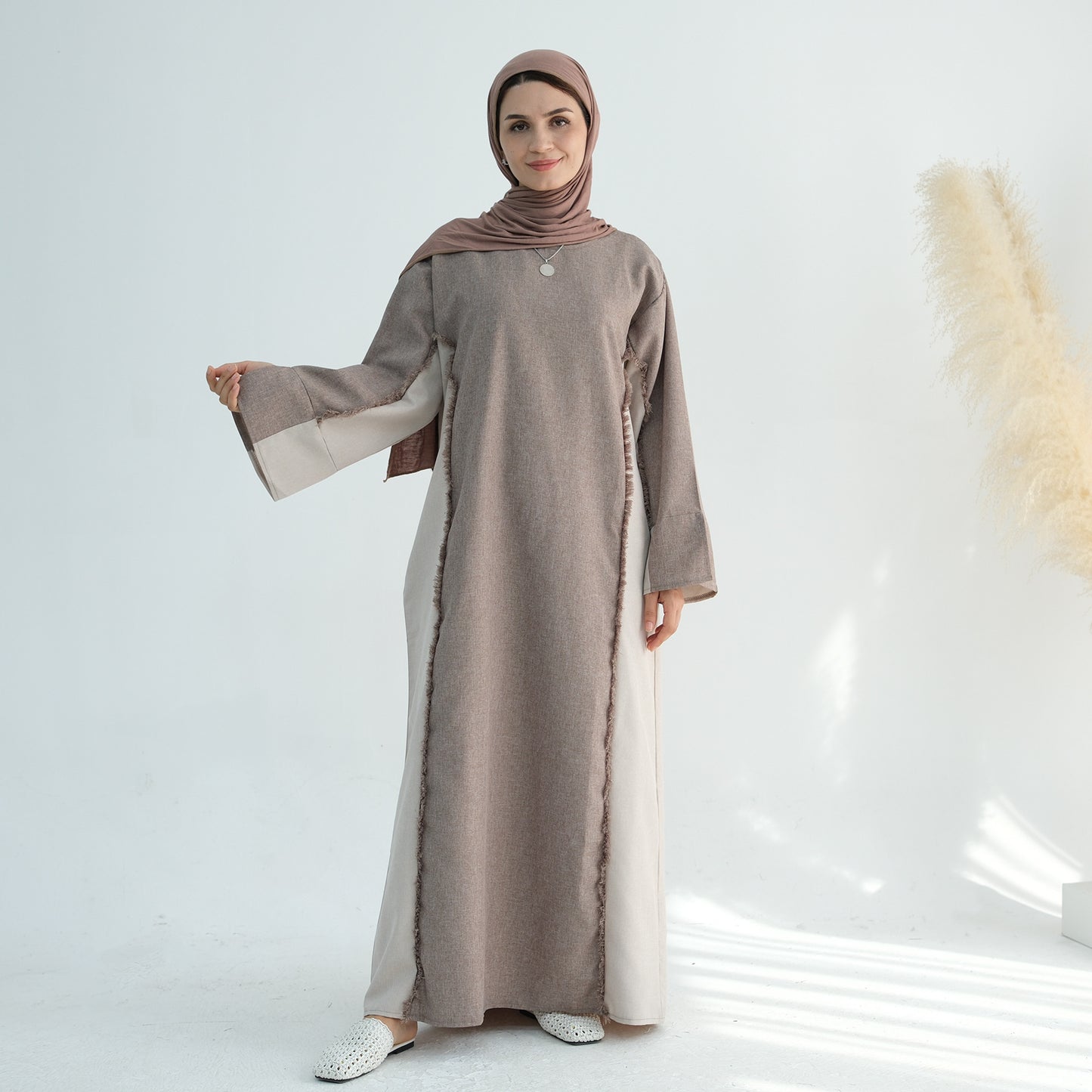 Stylish Petite Open Front Abaya Robe